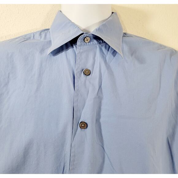 Express Blue Long Sleeves Pointed Collar Button Up Shirt Medium Lightweight Soft - Picture 2 of 6